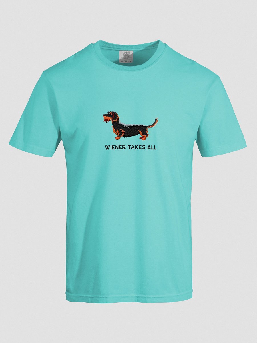 Wiener Takes All T-Shirt(Embroidered) of a Wirehaired Dachshund(Black & Tan) product image (37)