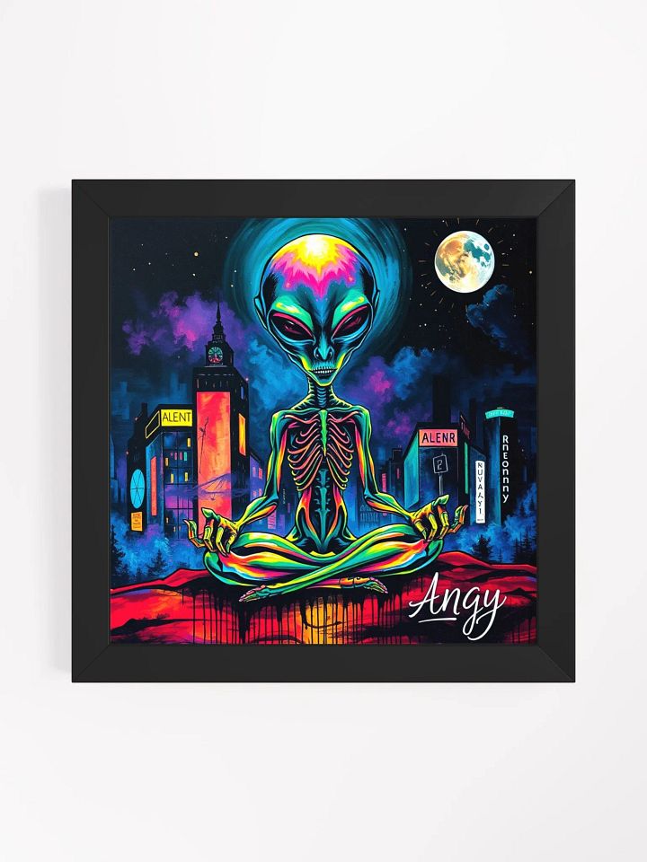 Meditating visitor Vibrant Ayous Wood Framed Matte Poster product image (1)