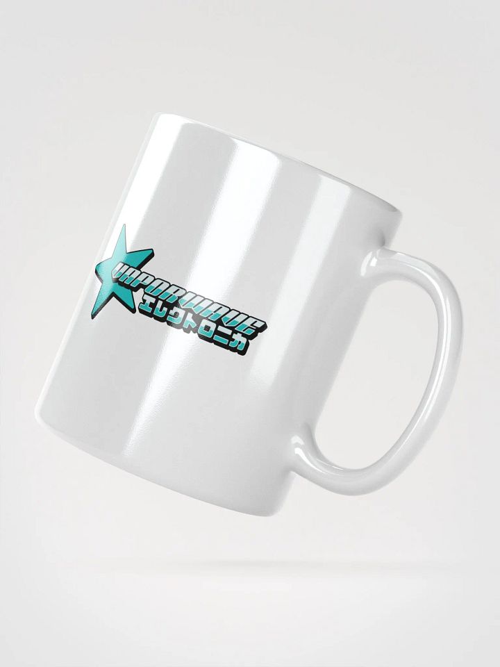 Retro Vaporwave Coffee Mug – Chrome Typography & Kanji product image (2)