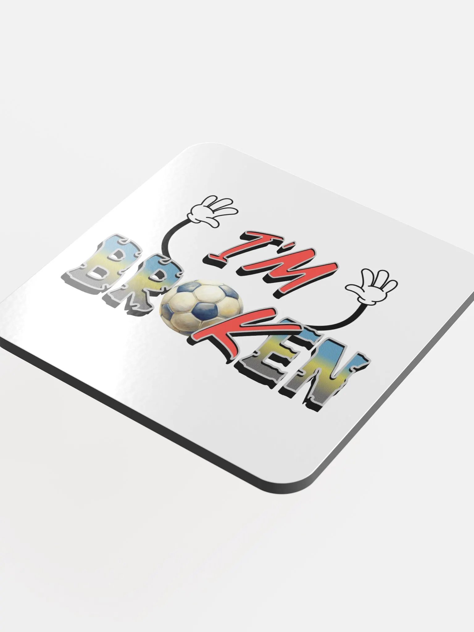 Im Broken Soccer Cartoonish Ball Glossed Cork Coaster product image (1)