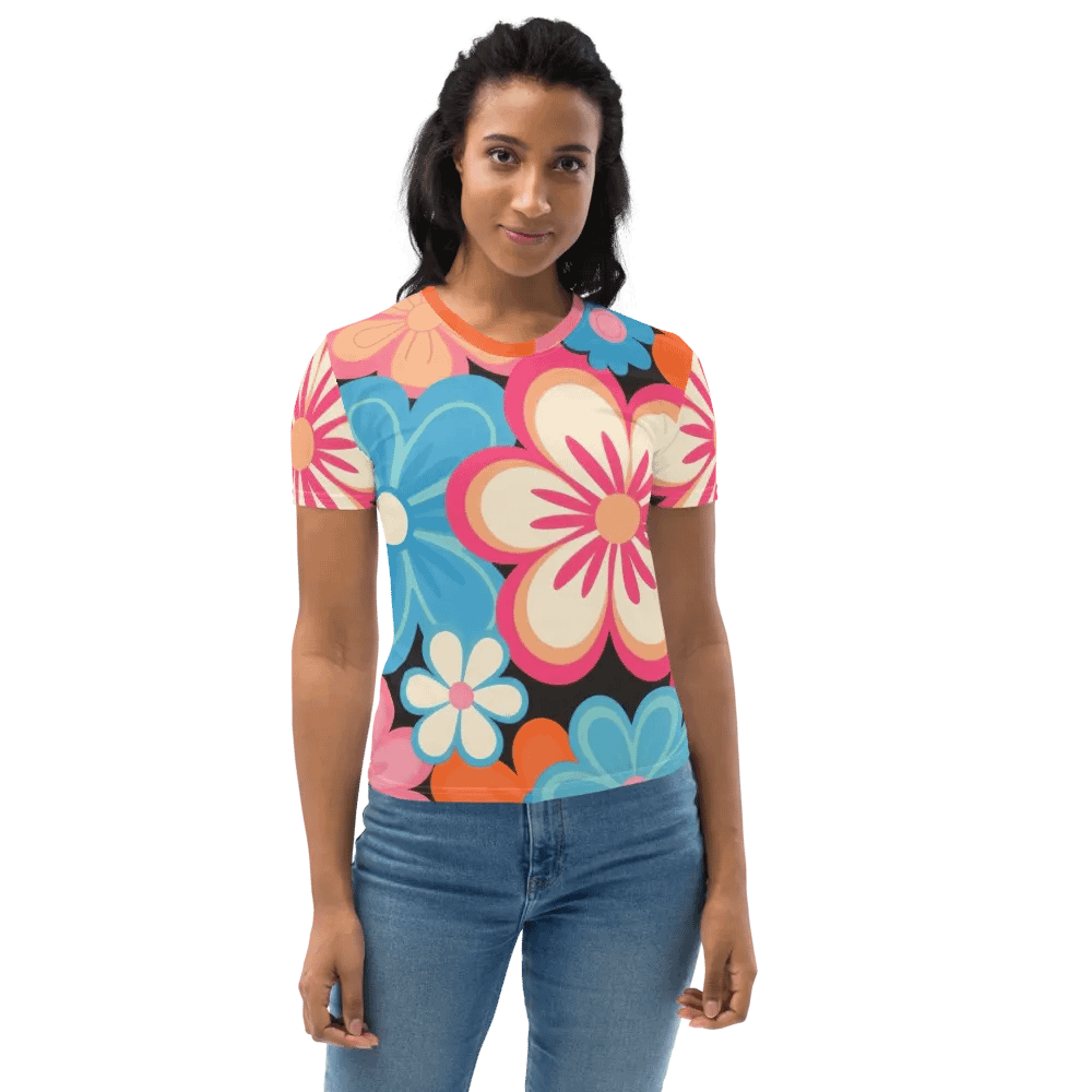 Retro Floral Fantasy All-Over Print Tee product image (5)