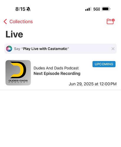 If you have an iPhone you can use that Castamatic app to listen to our live episode recording as we record.  Check it out tod...