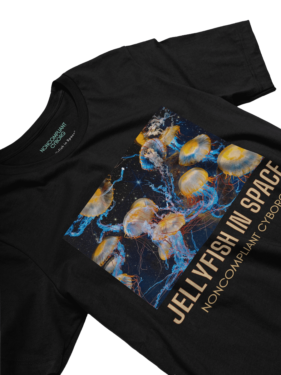 Jellyfish in Space with text Black T-Shirt product image (3)