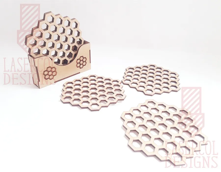 Honeycomb Coasters (6) Set 3 - Laser Cut Files product image (7)