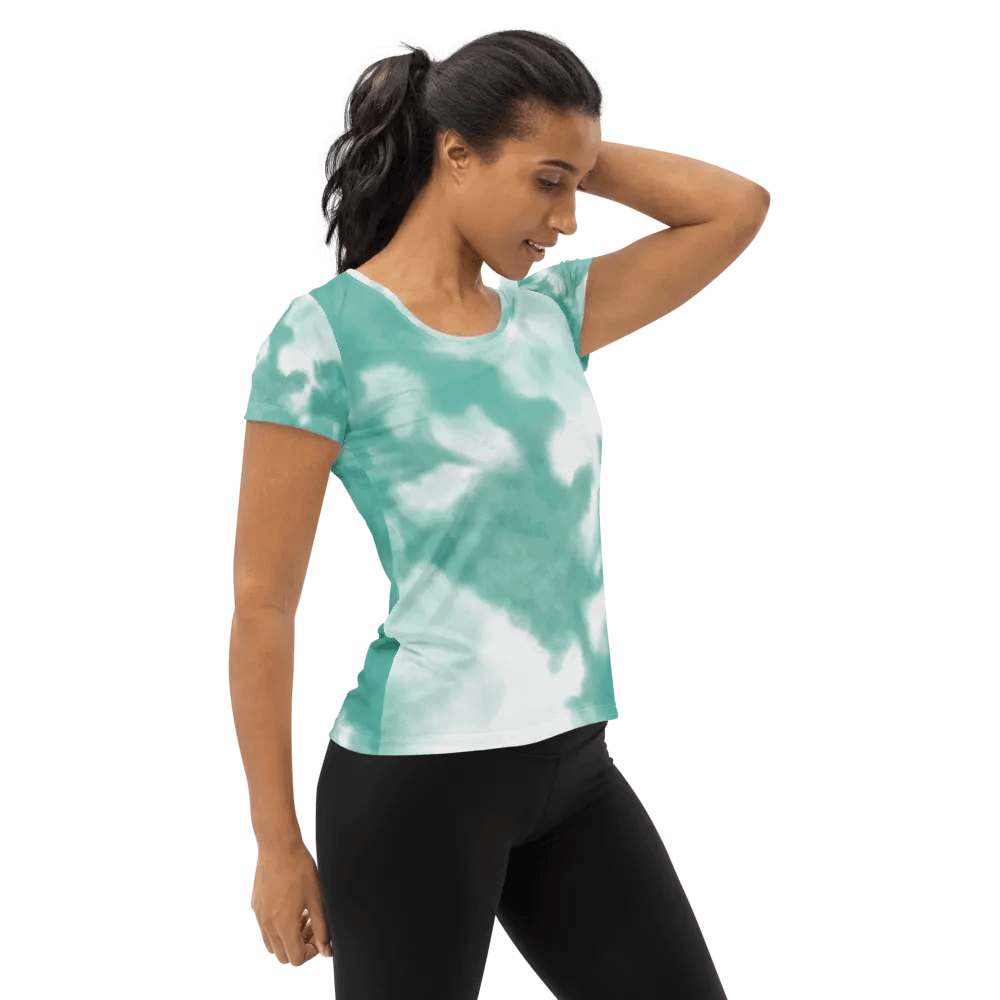 Aqua Swirl All-Over Women's Athletic Tee product image (4)