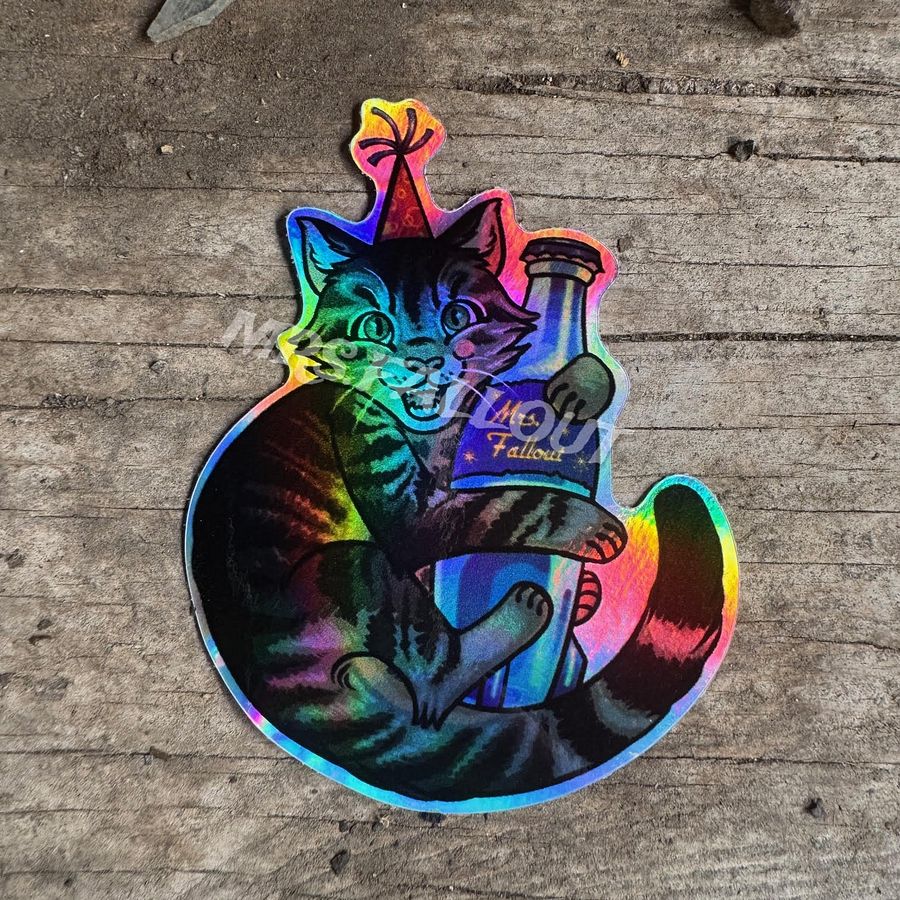 Holographic Catmeat With Bottle Sticker product image (1)