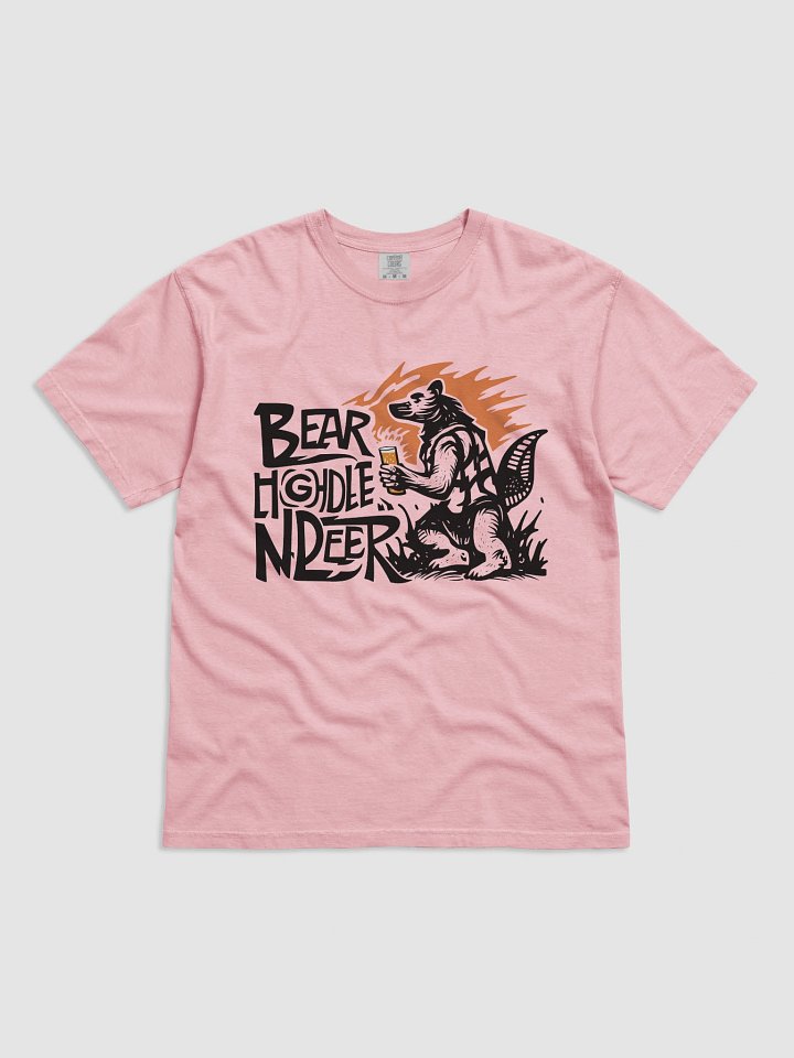 Flame-Backed Bear Holding Beer | Bold Lettering Art T-Shirt product image (8)