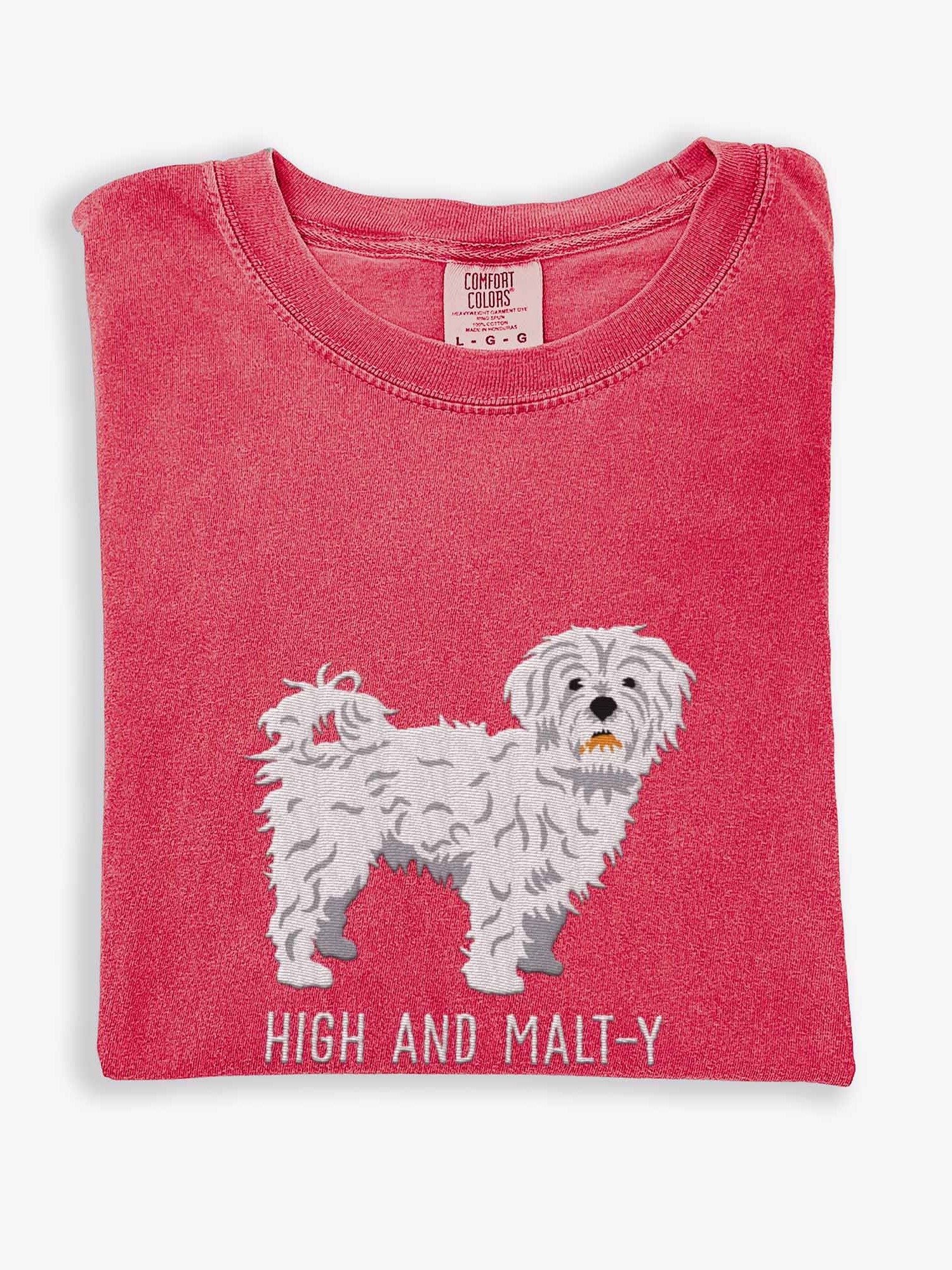 High and Malt-y T-Shirt(Embroidered) of a Maltese product image (1)