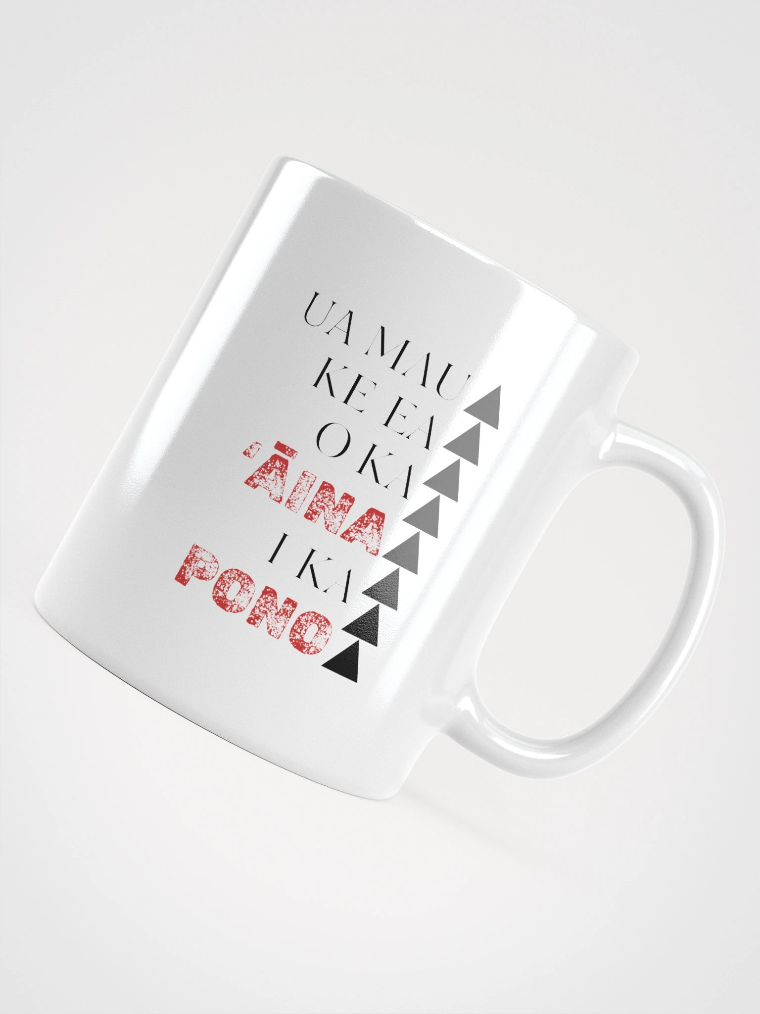 White Glossy Mug- Ua Mau Ke Ea O Ka Aina I Ka Pono product image (4)
