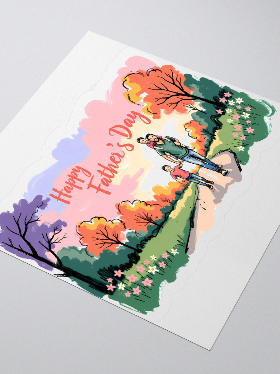 Joyful Father’s Day Walk | Vibrant Family Art Print Sticker product image (8)