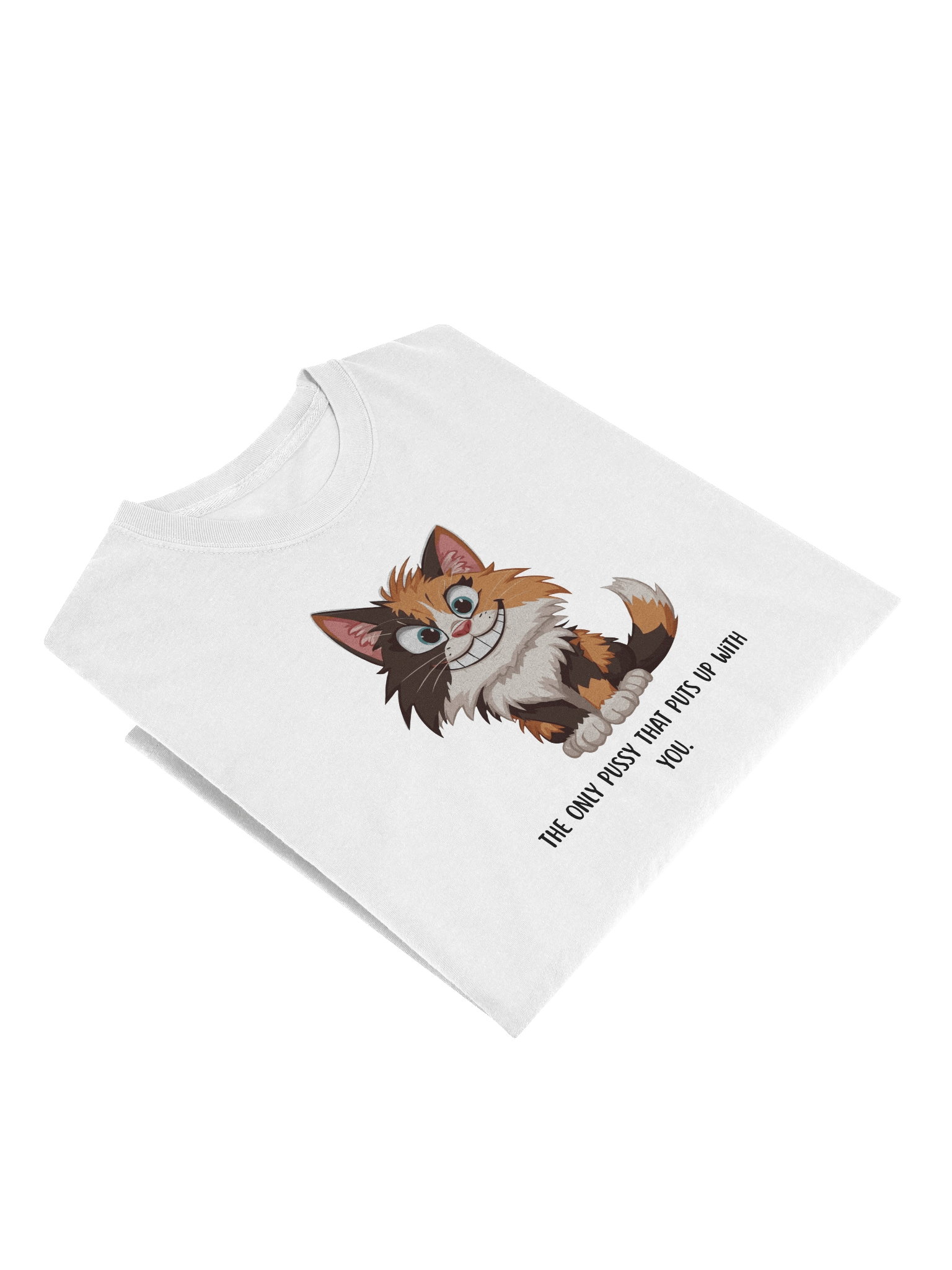 "The Only Pussy That Puts Up With You" – Funny Calico Cat Long Sleeve T-Shirt | Sarcastic Humor Long Sleeve Tee product image (2)