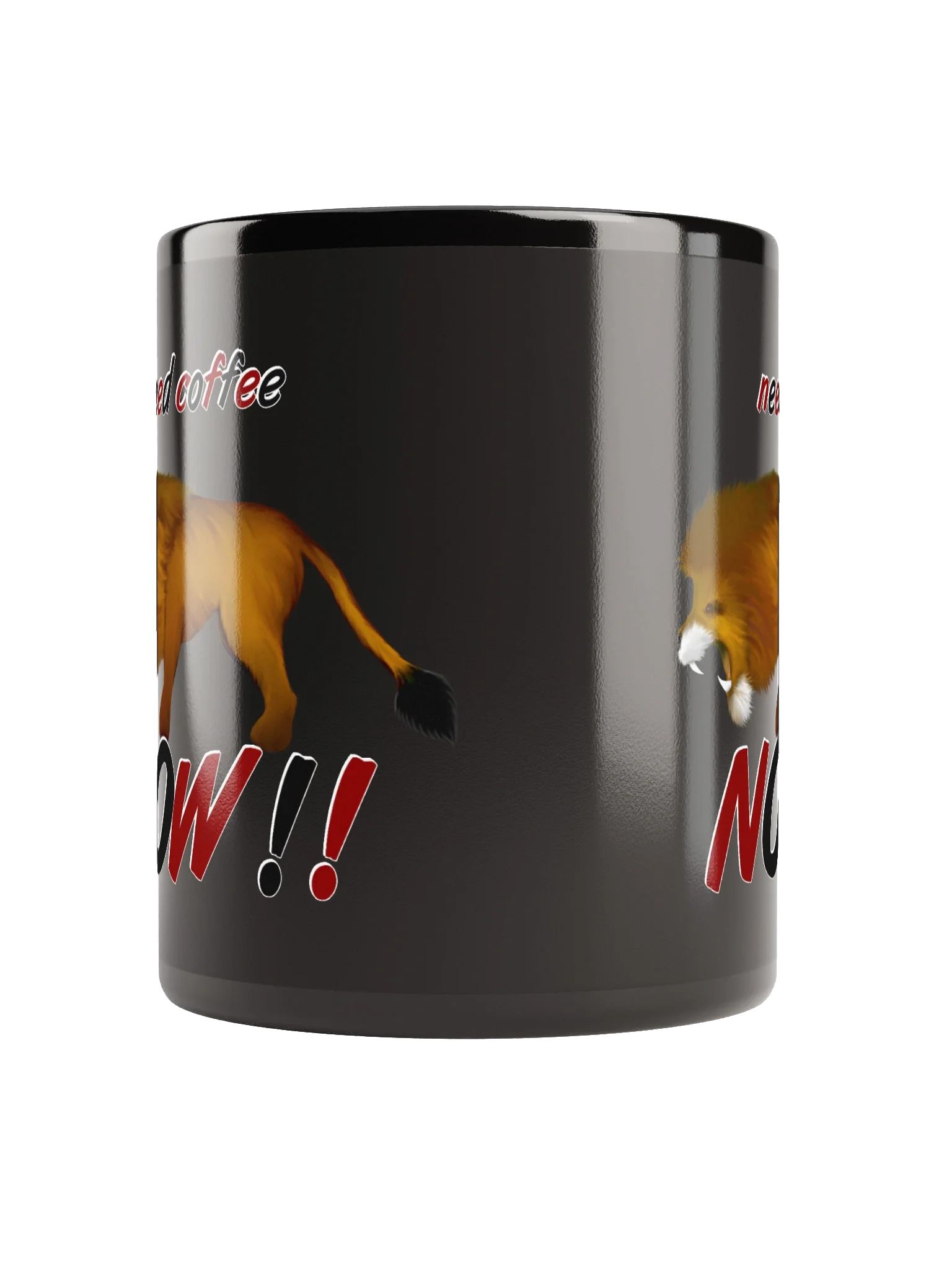 Roaring Lion 'Need Coffee NOW!!' Black Glossy Mug product image (10)