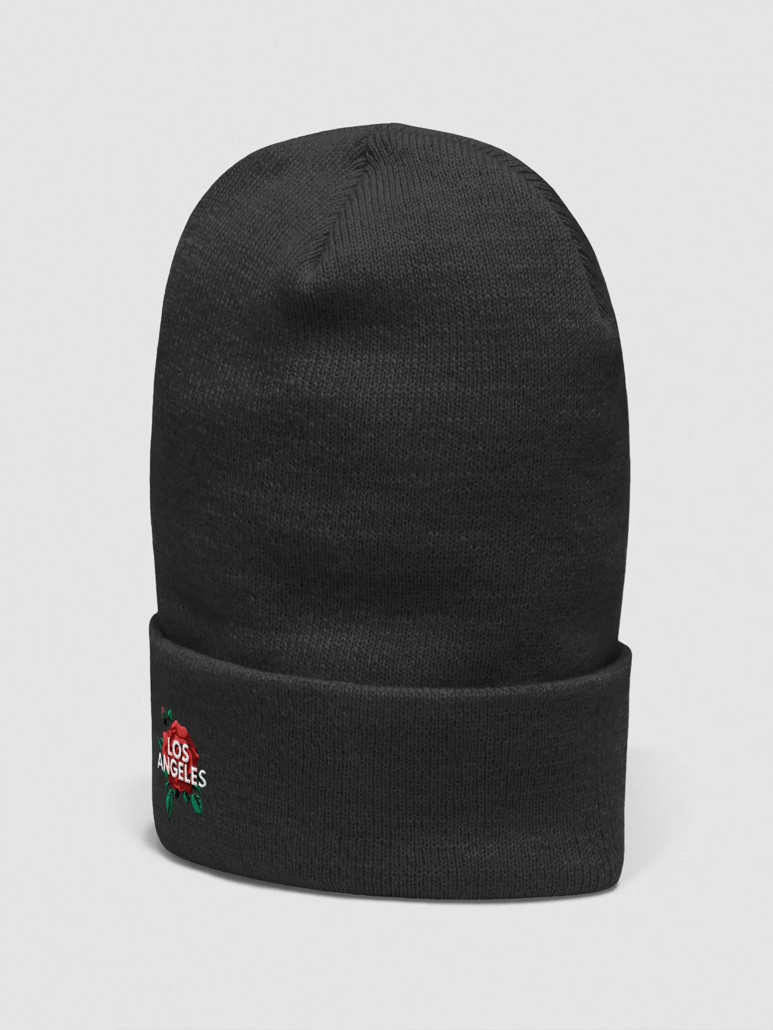 Embroidered 'Los Angeles' Red Rose Cuffed Beanie product image (5)