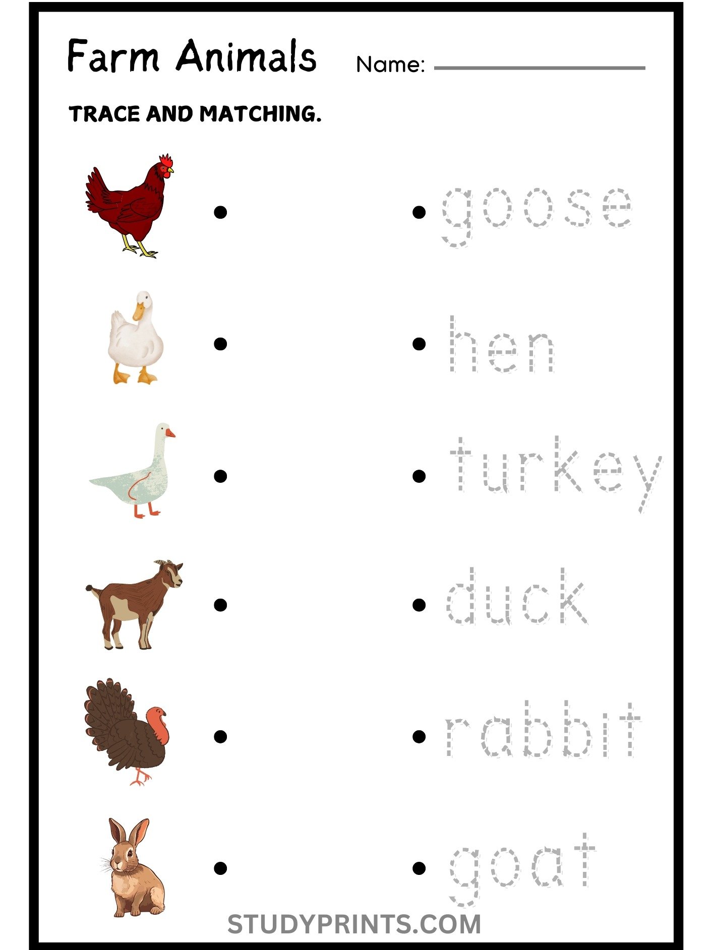 Farm Animals Matching Worksheets for Kids product image (2)