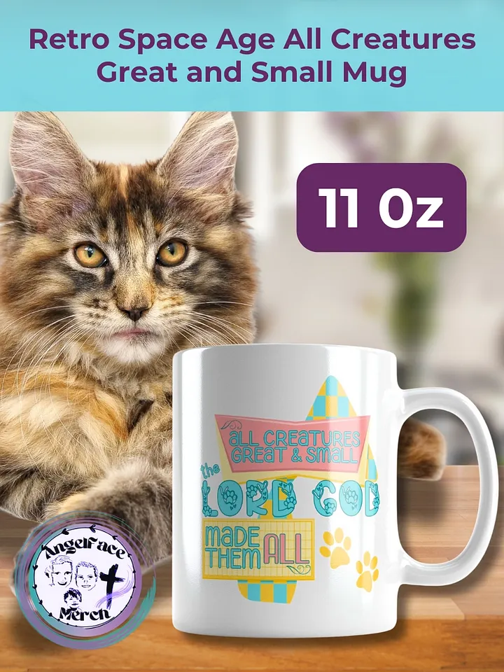 Retro Space Age All Creatures Great and Small Christian Mug product image (1)