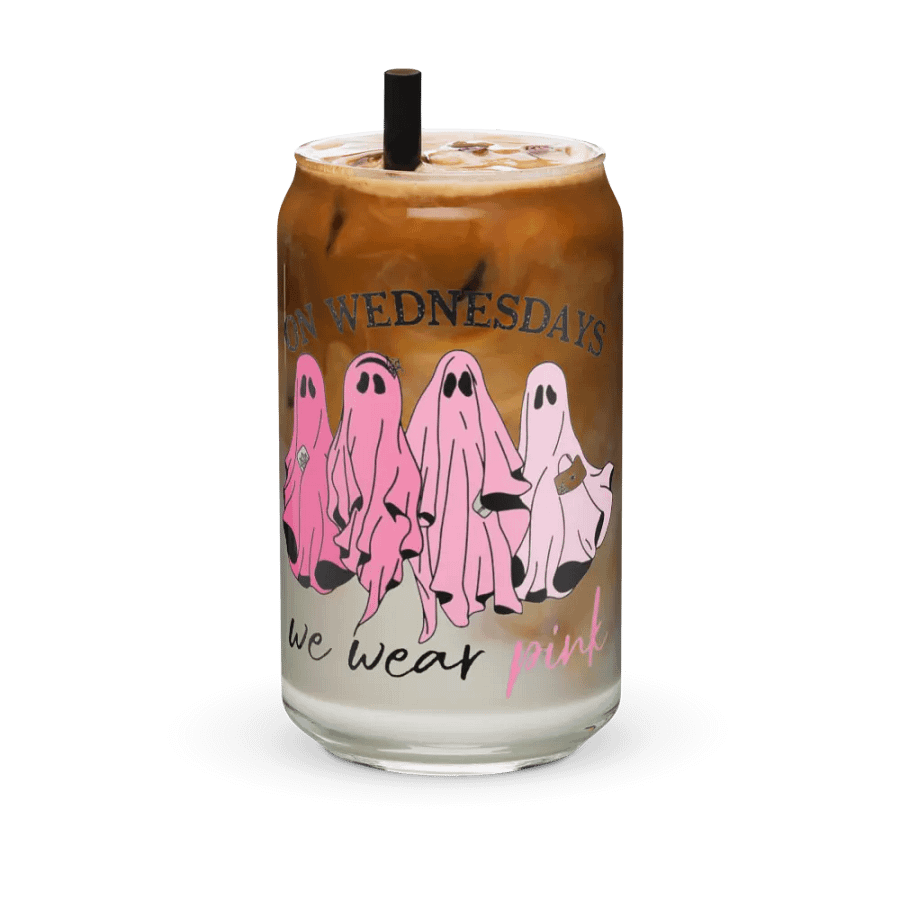 On Wednesdays We Wear Pink Halloween Ghost Glass Cup product image (36)