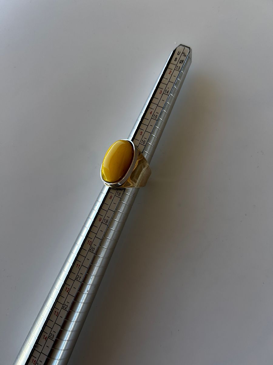 Baltic Egg Yolk Amber 925 Sterling Silver Adjustable Ring product image (8)