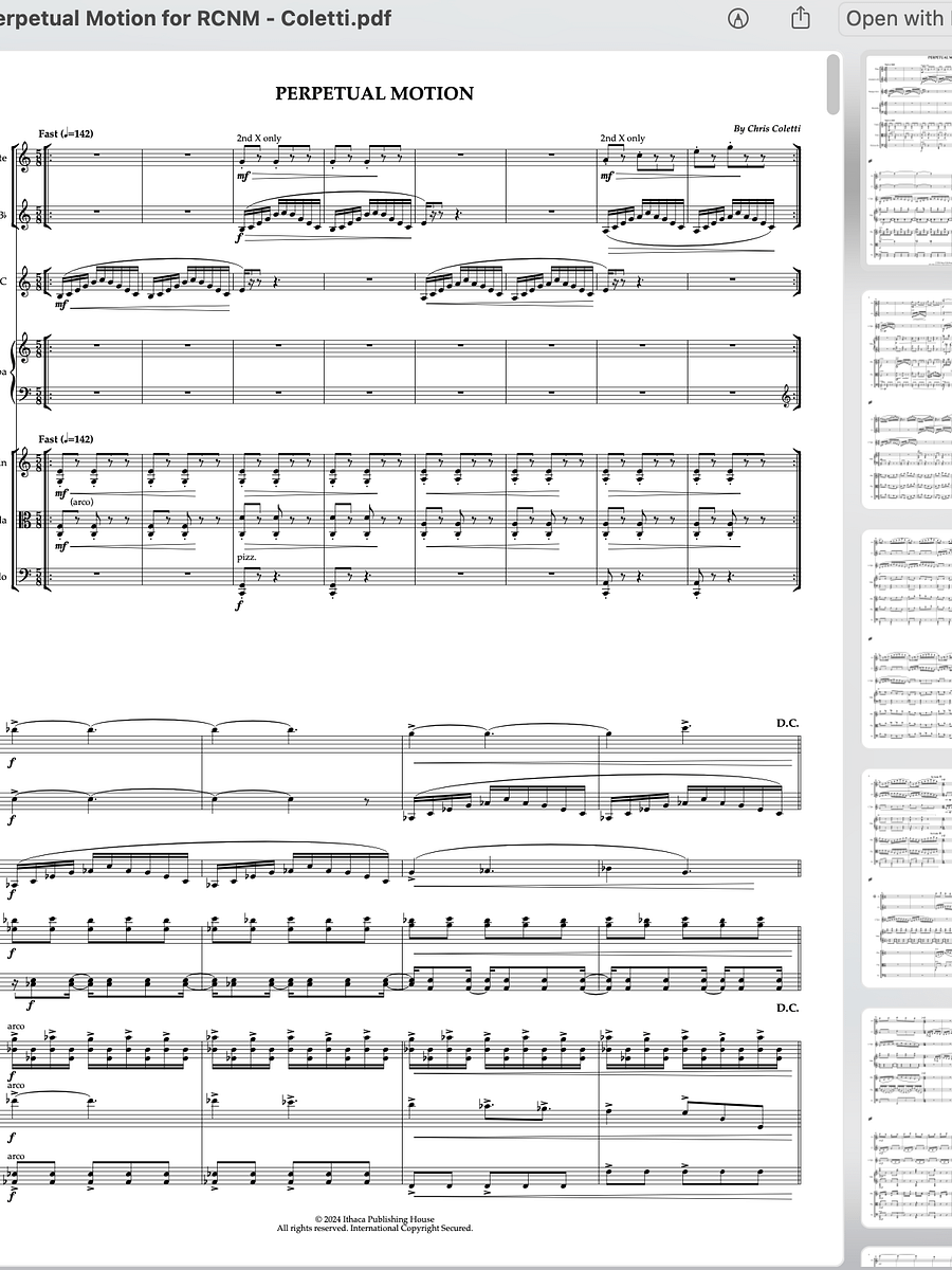 Perpetual Motion (for flute, clarinet, trumpet, marimba, violin, viola and cello) product image (1)