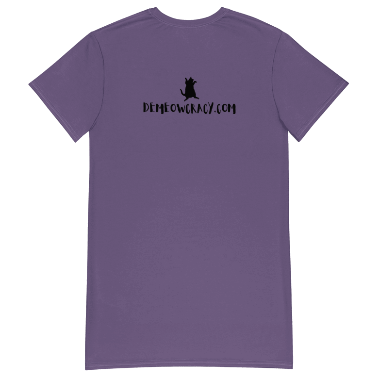 Dancing Demeowcracy Feline Purple T-Shirt Dress product image (2)
