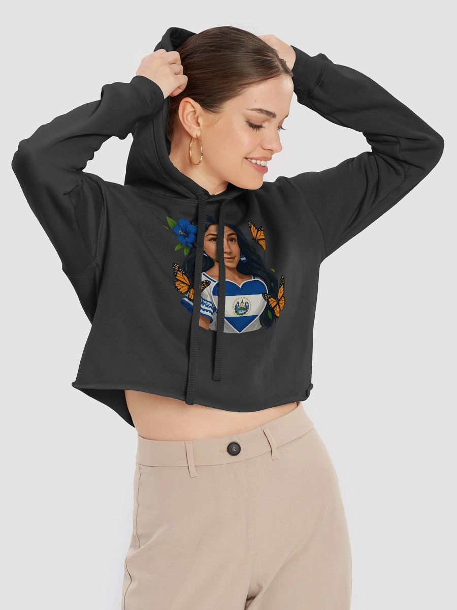 El Salvador Fluttering Flag Crop Hoodie product image (17)
