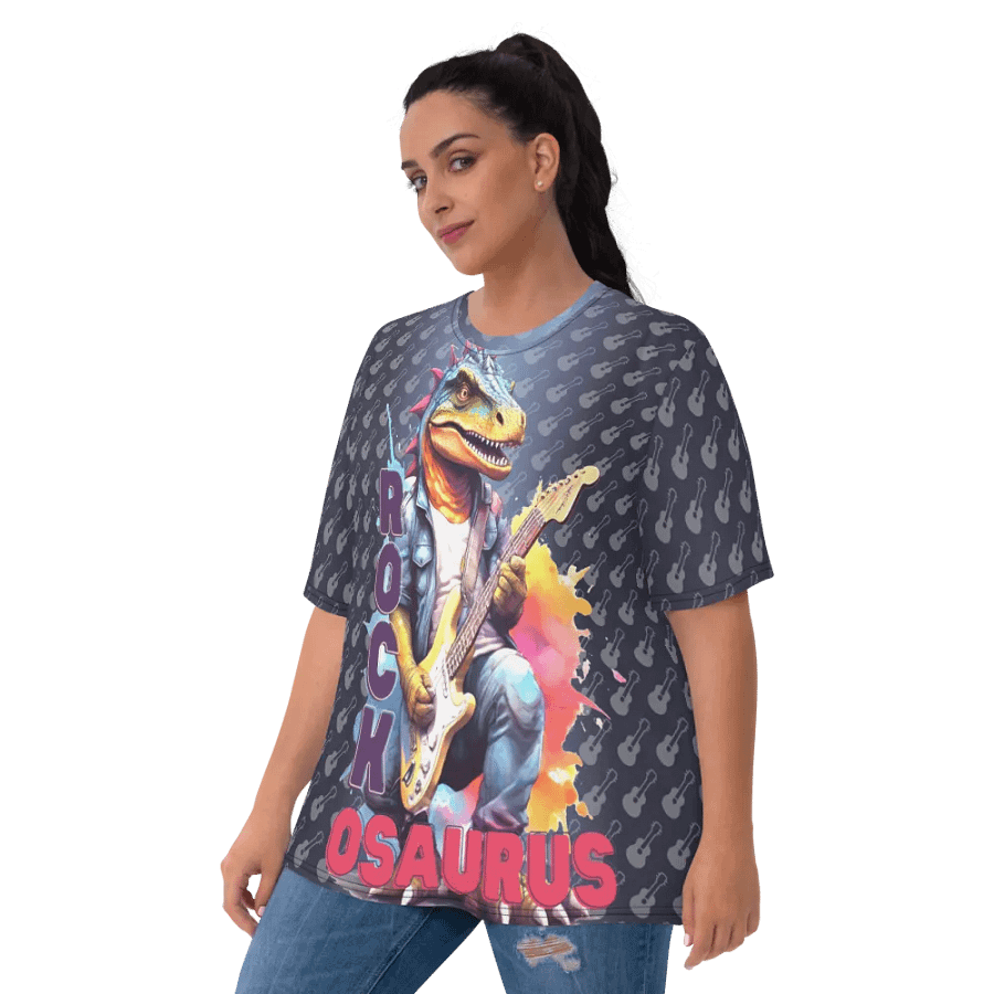 Rockosaurus Dinosaur Playing Guitar All Over Print T-shirt product image (10)
