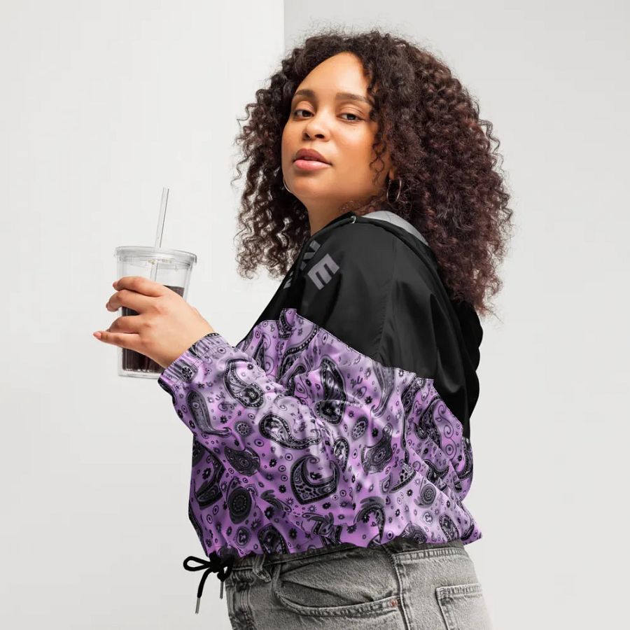 Purple Paisley Gang Crop Hoodie Windbreaker product image (6)