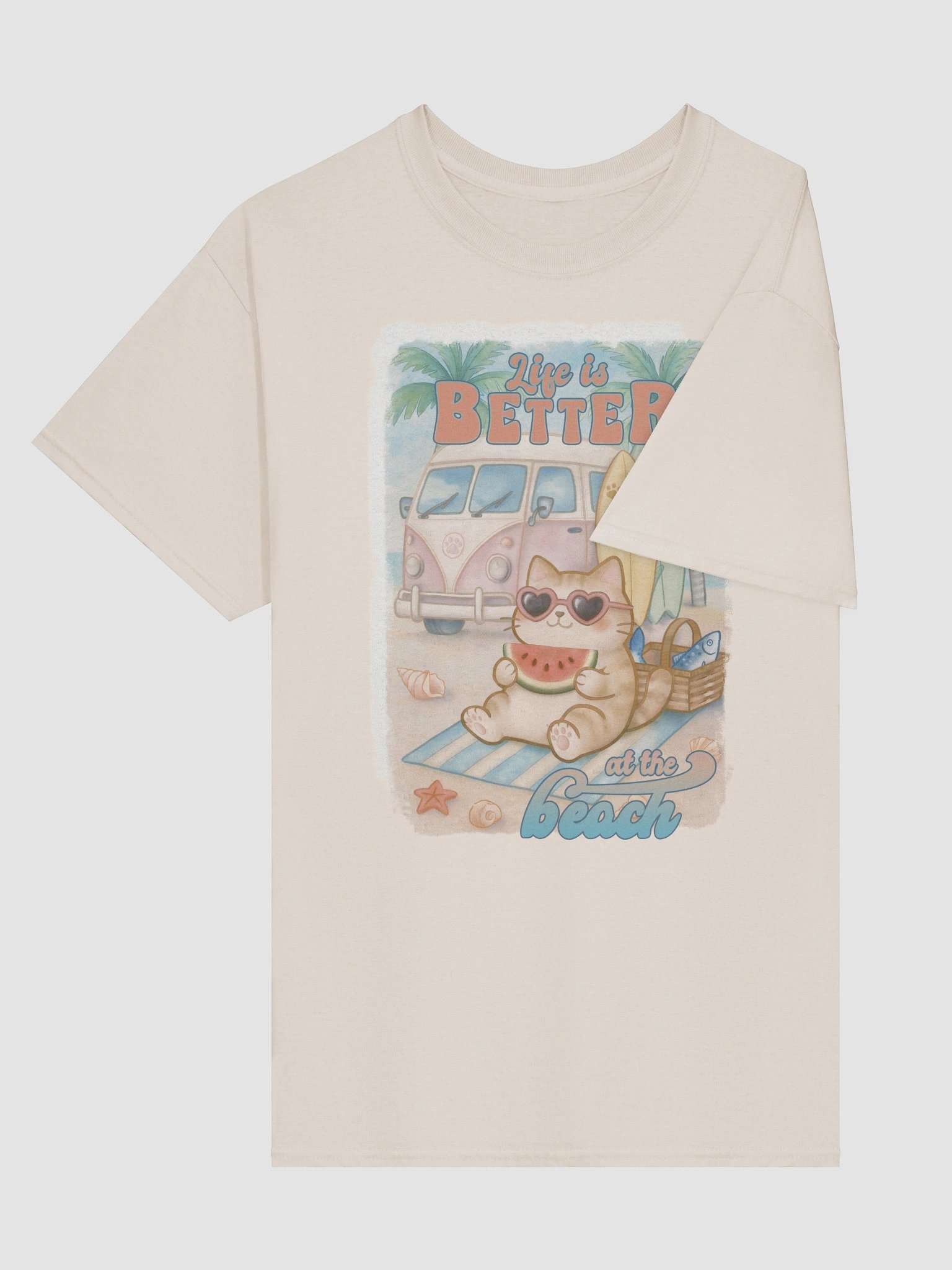 Summer Surf Cat -Unisex Tee Heavyweight product image (3)