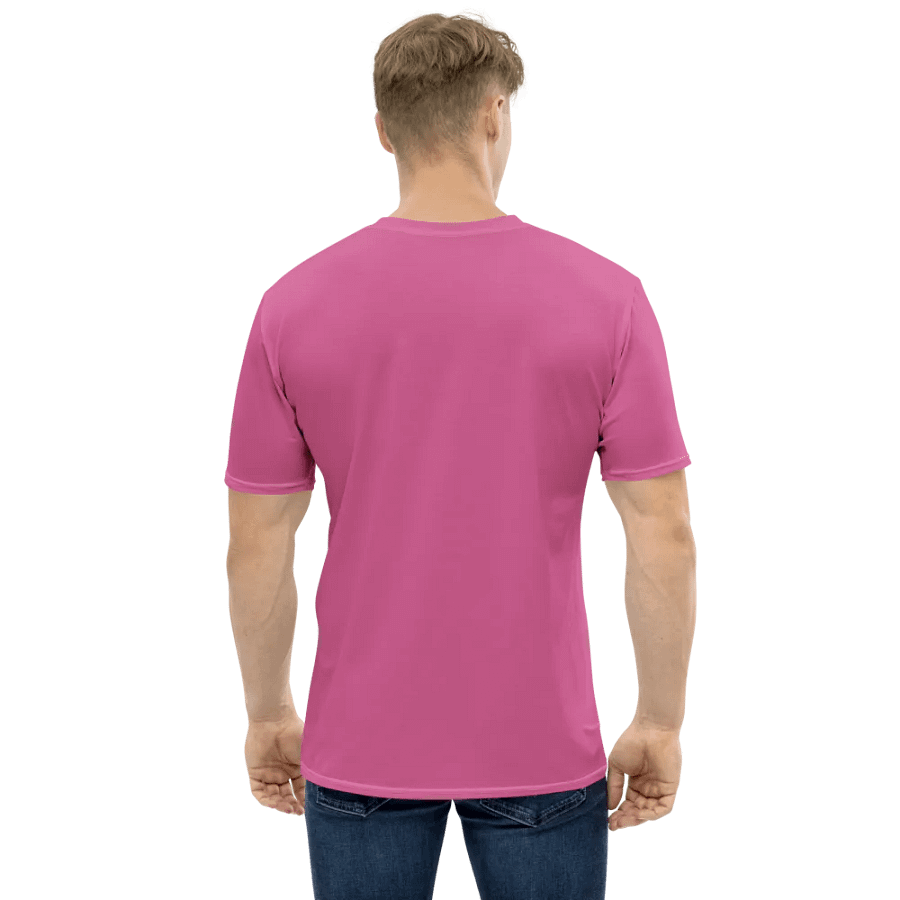 Plain Medium Pink Light Summer Men's Crewneck Polyester Heavyweight Premium T-Shirt by Treasure Pie product image (3)
