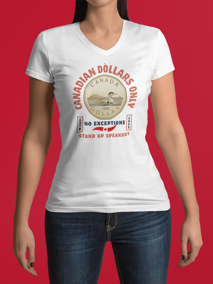 Canadian Dollar Coin Loon V-Neck Tee product image (13)