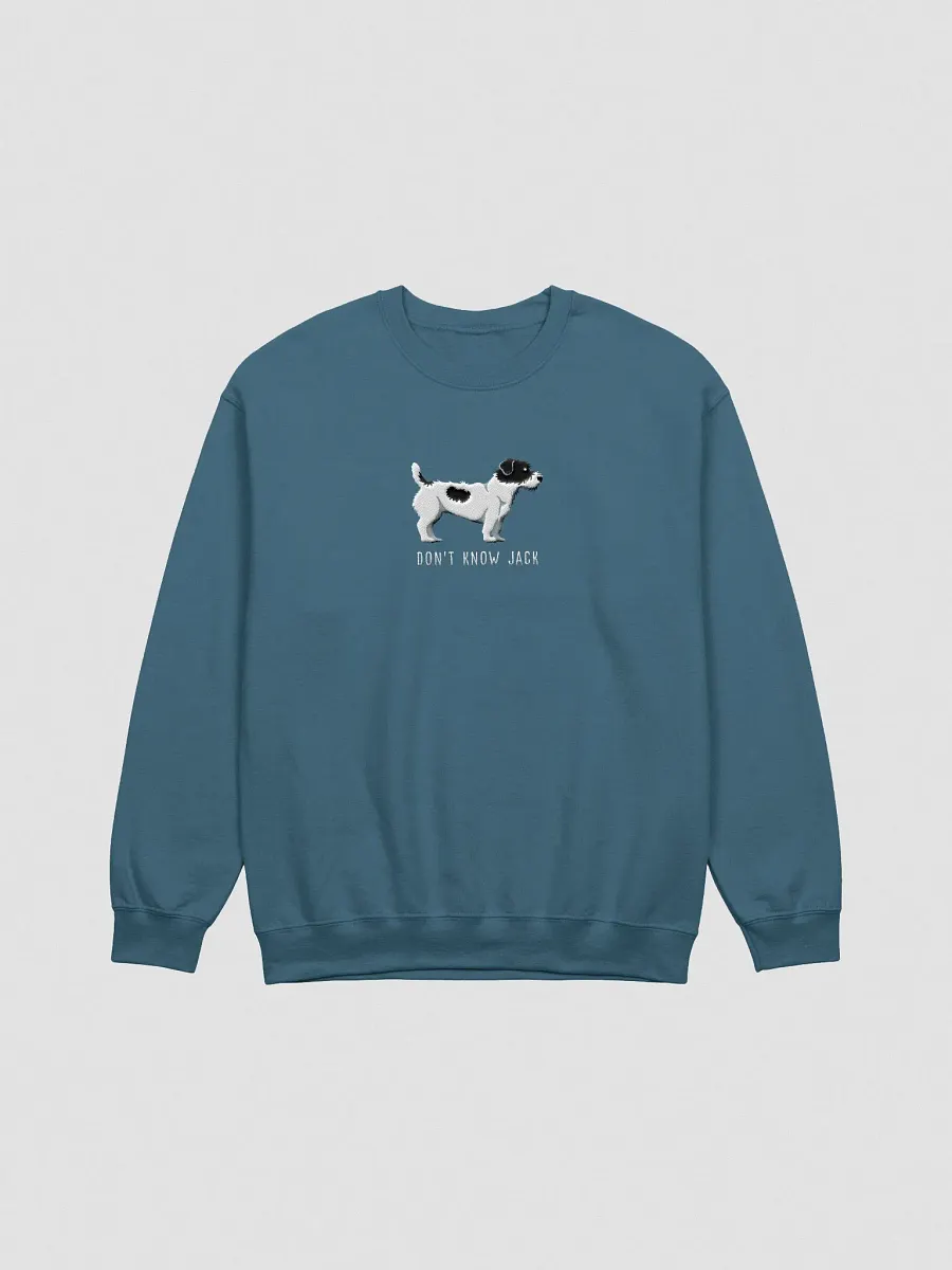 Don't Know Jack Sweatshirt (Embroidered) of a Jack Russell Terrier(Rough Coat, Black & White) product image (4)