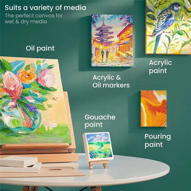Pack of 4 White Blank Square Artist Canvas Wooden Board Frame product image (3)
