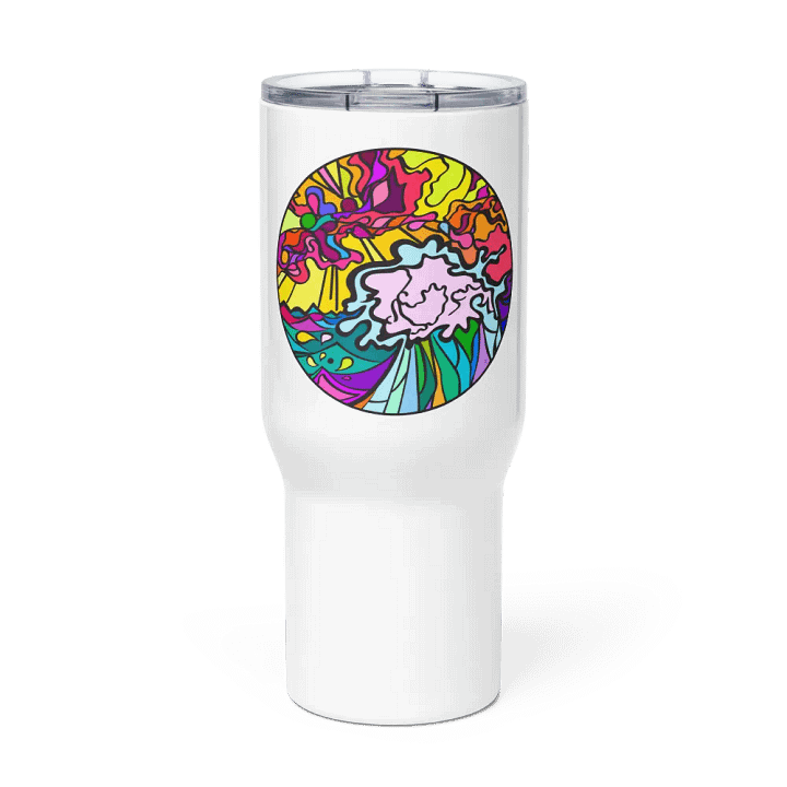 Energize On-the-Go: Vibrant Swirl Travel Mug – Wave at Sunset product image (1)