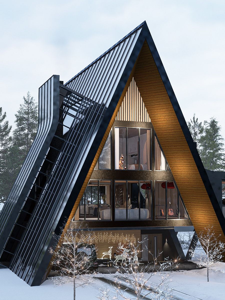 A Frame House 002 - Christmas House - Drawings\Blueprints CAD + PDF + 3D Model product image (2)