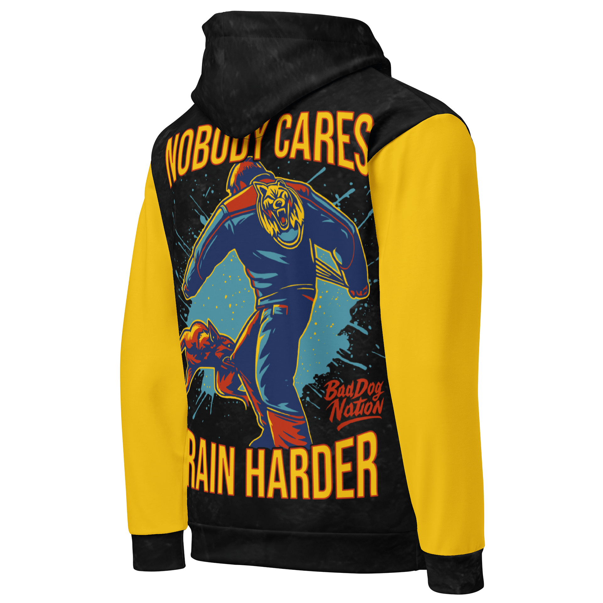 NOBODY CARES, TRAIN HARDER - Premium Adult Unisex All Over Print Hoodie product image (3)