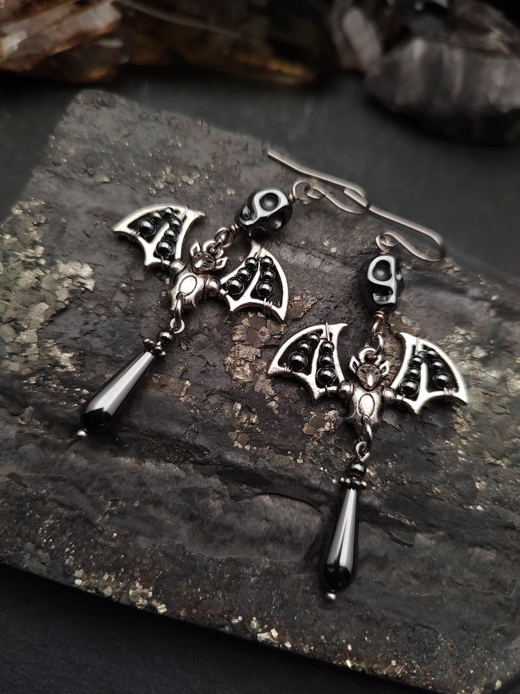 Earrings Bats - Hematite Shadows product image (1)