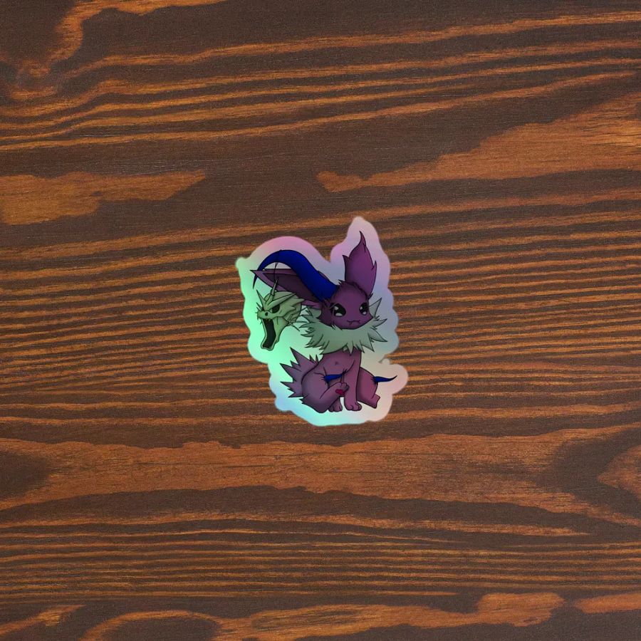 Enchanting Shy Purple Creature Holographic Sticker product image (3)