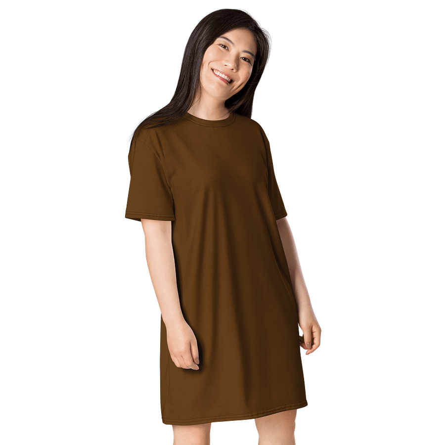 Brown Oversized T-Shirt Dress | Stretchy Fabric | Casual or Formal Style | Sizes 2XS-6XL | Exclusive Design product image (4)