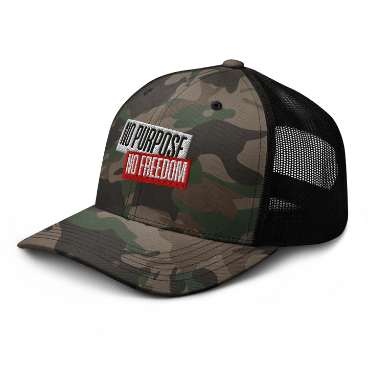 Rebel Camo Statement Trucker Hat | no purpose no freedom product image (1)