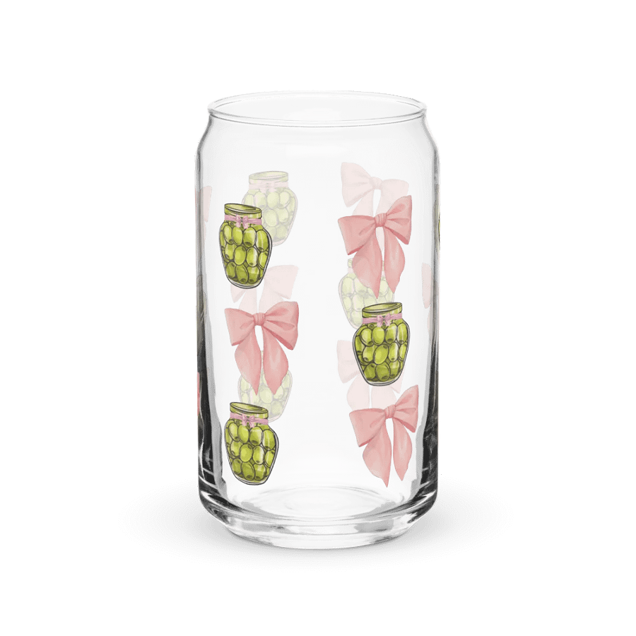 Olives and Bows Girly Print Glass Can Cup With Or Without Lid product image (6)