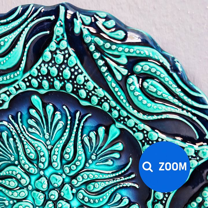 Ceramic turquoise plate, turquoise/green/emerald — handmade pottery product image (2)