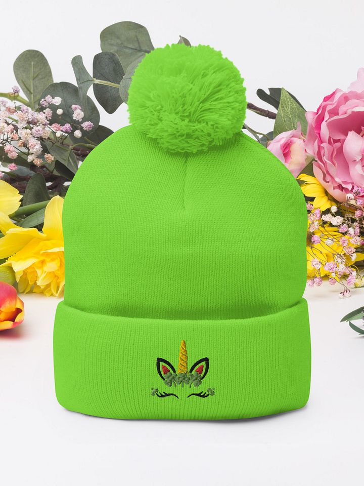 Irish Unicorn Pom-Pom Beanie with Puffy Embroidery product image (1)