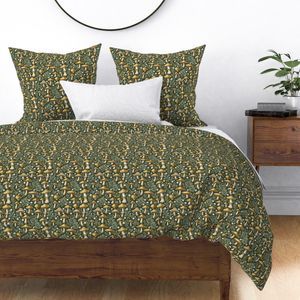 Seamless Pattern - Golden Mushrooms on Dark Green product image (2)