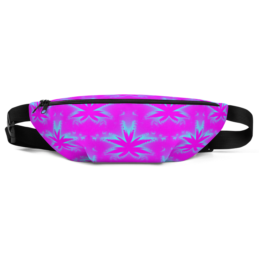Cannabis Leaf 420 Fanny Pack, Weed Pattern Pink Blue Bag, Stoner Fashion Accessory product image (1)