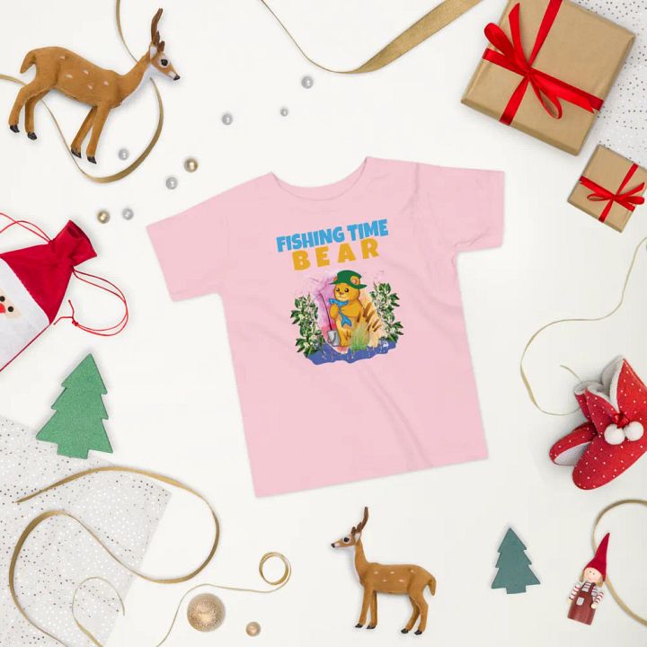 Bear Fishing Time Cute Colorful Funny Bella + Canvas Toddler T-Shirt – Funny Shirt & Gift for Kids product image (2)