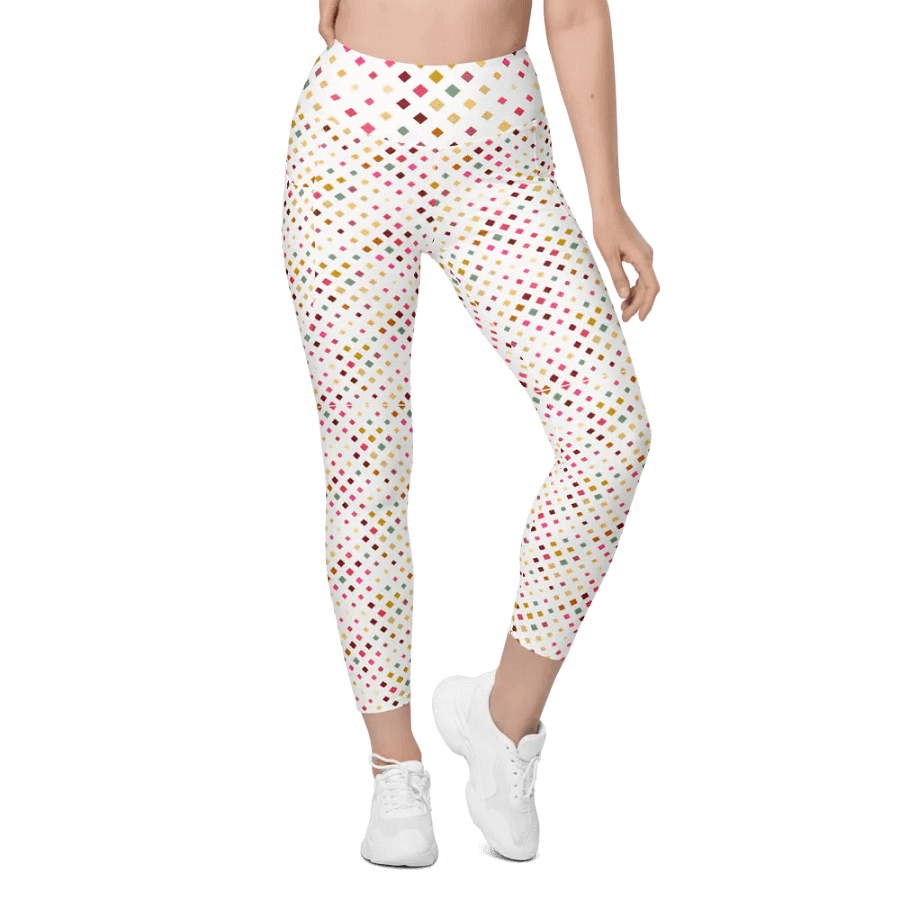 Colorful Square Pattern Design Leggings with Pocket - v6 product image (5)