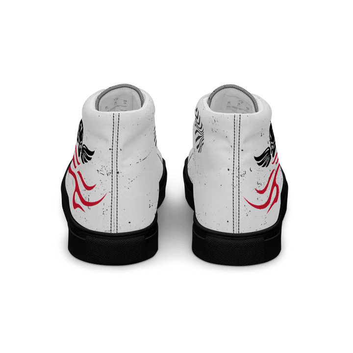 Women's High Top Canvas Shoes-Background fill Abstract 83, design of Skull with wings, Wave of flames and Groovy line in Circles design. product image (2)