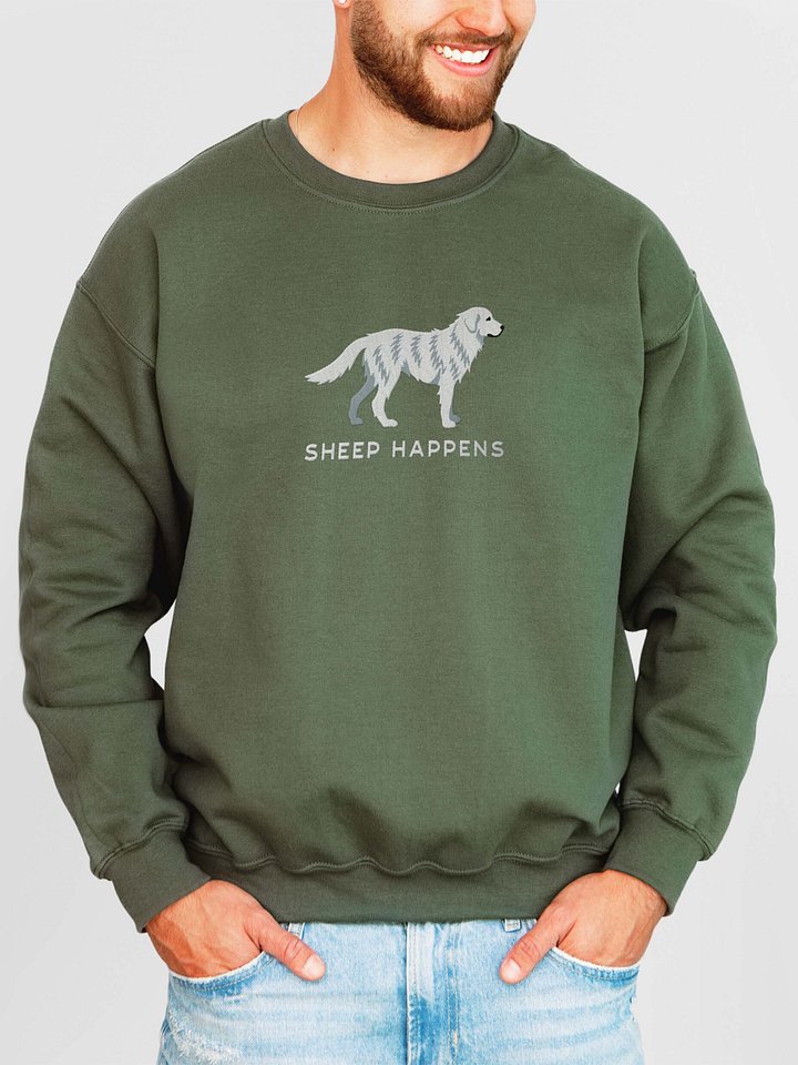 Sheep Happens Sweatshirt (Embroidered) of a Maremma Sheepdog product image (1)