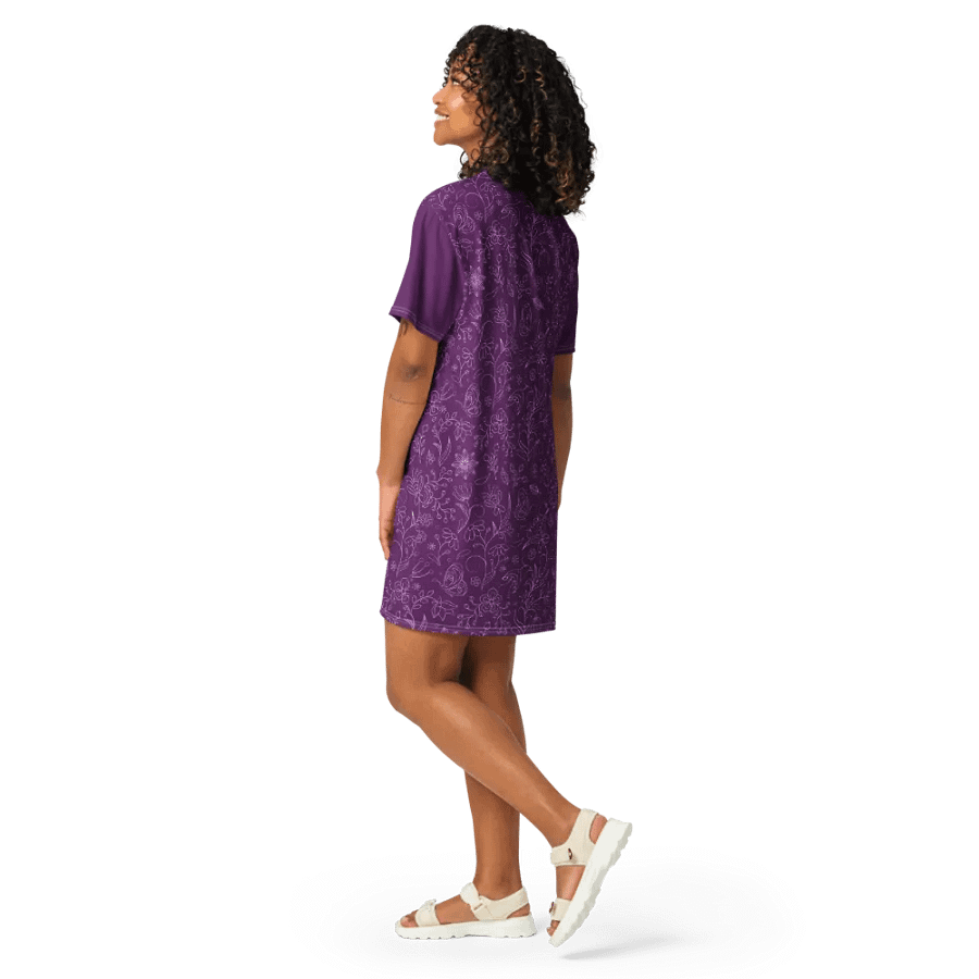 Dark Purple Floral Women's T-Shirt Dress product image (3)
