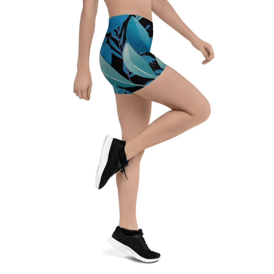 ladies short teal and black leafy desgn product image (12)