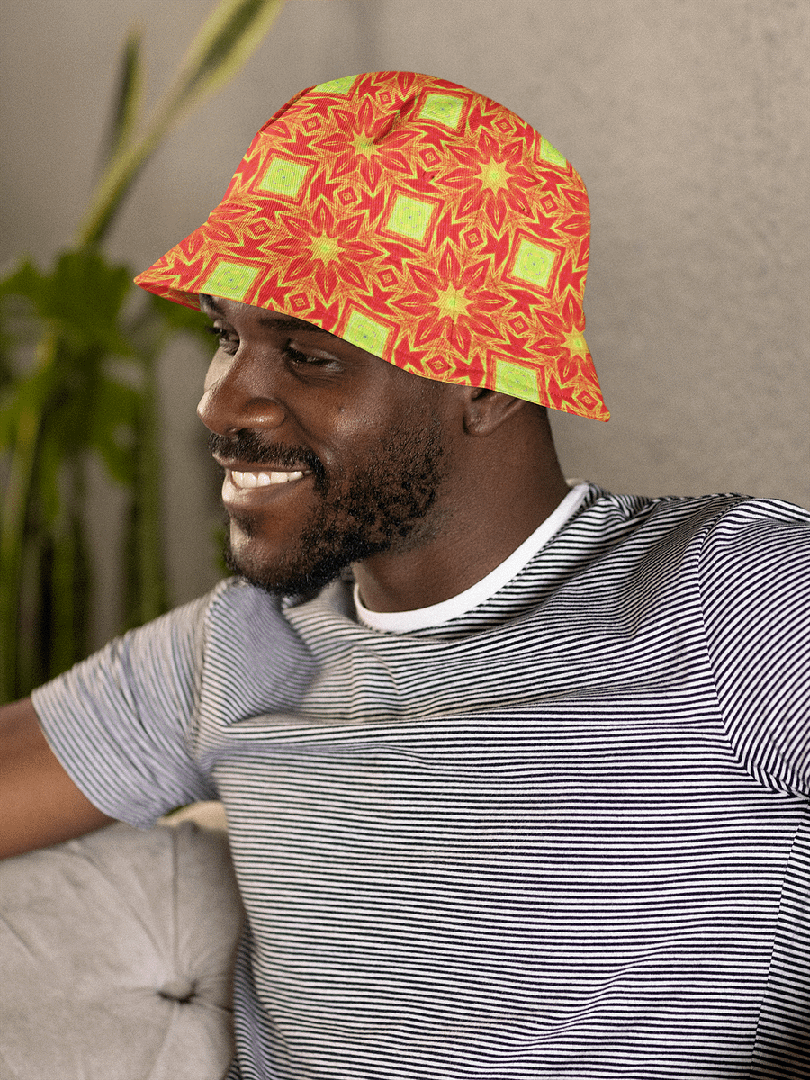 Abstract Repeating Orange Flower Unisex Bucket Hat product image (3)